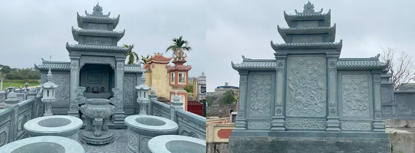 Lăng đá xanh 3.2m với khung thờ 89x149cm